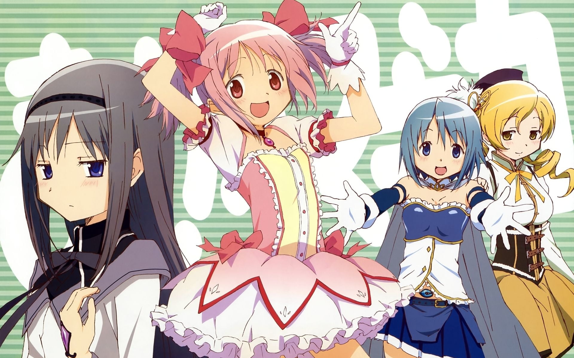 four female anime character in dressed