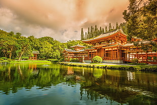 brown wooden temple, Asian architecture