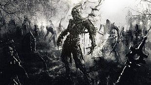 zombie digital wallpaper, fantasy art, comic art, zombies, Fantasy Battle