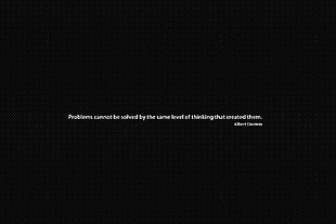 black background with text overlay, quote, minimalism, typography, Albert Einstein