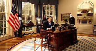 brown wooden dresser with mirror, Donald Trump, North America, freedom, Democracy HD wallpaper