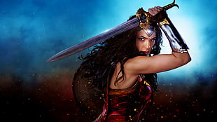 Wonder woman holding sword HD wallpaper