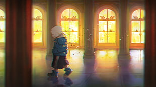 male anime character walking illustration, Undertale, Sans, digital dissolve, hoods