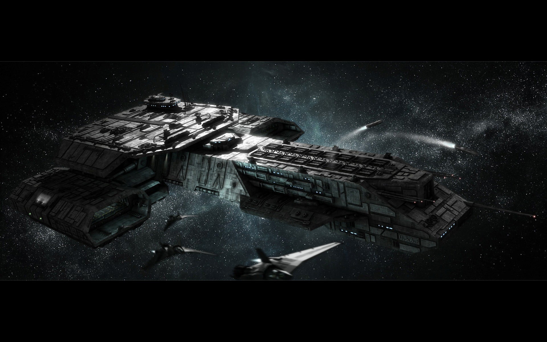 spaceship wallpaper, Stargate, space, Daedalus-class, F-302