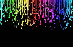 black and multicolored water drop painting, abstract, red