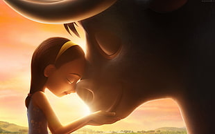 girl kissing cow movie scene HD wallpaper