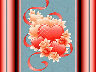 red and brown heart print wall decor