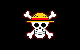Strawhat Pirates logo, anime, One Piece, skull and bones, skull
