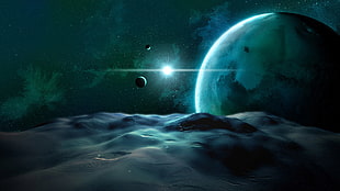 planets illustration, space, space art, digital art, planet HD wallpaper