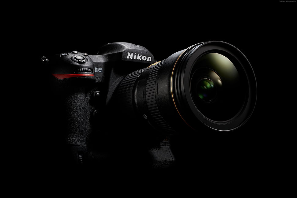 black Nikon DSLR camera HD wallpaper