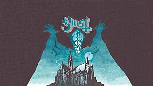 teal and black Ghost wallpaper, Ghost B.C., band, metal music, music
