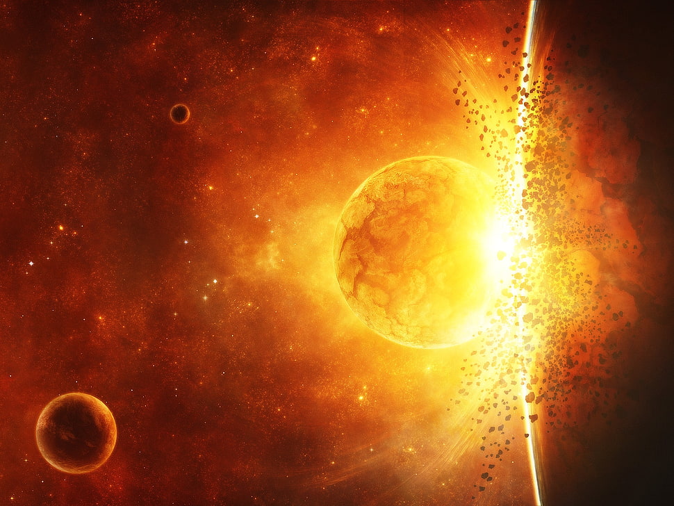 brown and orange sun HD wallpaper