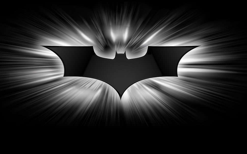 black and white Batman Logo HD wallpaper