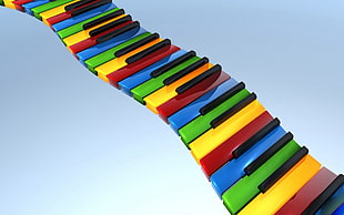 multicolored piano graphic clip-art, musical instrument, rainbows HD wallpaper