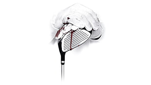 person holding golf driver with blood stain