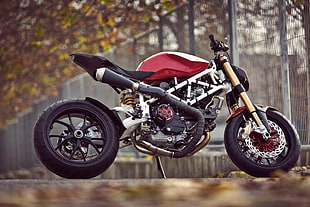 red and black pit bike, motorcycle, Ducati, Ducati Monster, vehicle