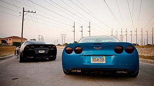 blue and black Chevrolet Corvettes, Chevrolet, Corvette, car
