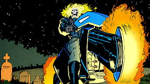 Ghost Rider illustration, Marvel Comics, Ghost Rider, fire, chopper HD wallpaper