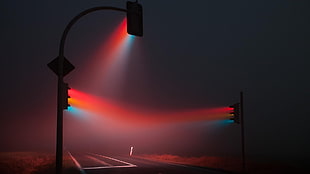 two black post lamps, stoplight, lights, traffic lights, traffic HD wallpaper