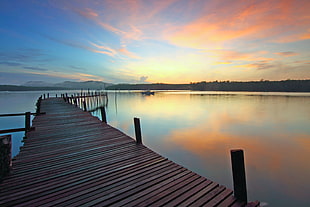 jetty, dawn, nature, sky