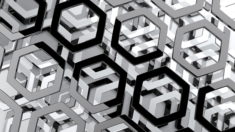 hexagon glass digital wallpaper, abstract HD wallpaper