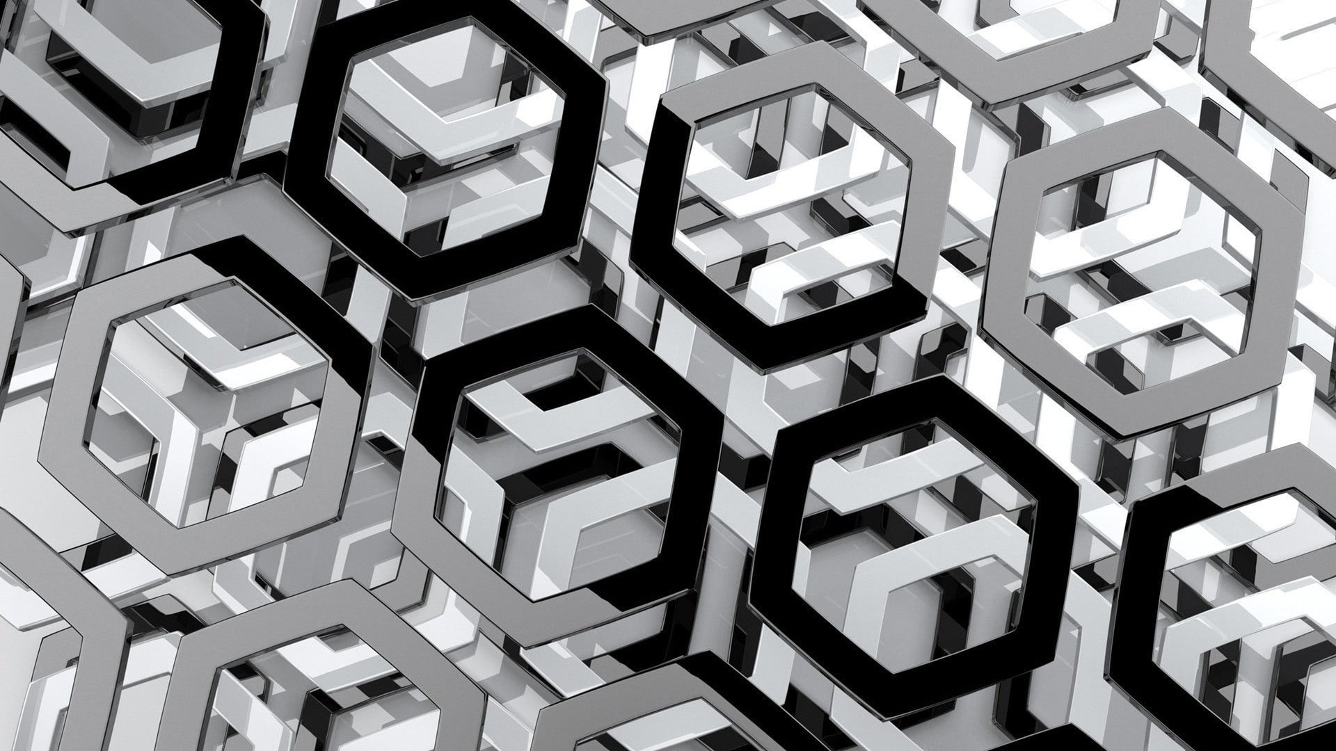 hexagon glass digital wallpaper, abstract