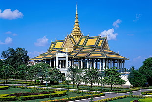brown and white concrete building, Thailand, Cambodia, Phnom Penh, Royal Palace