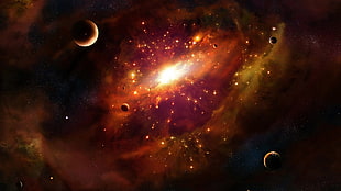 outer space painting, space, space art HD wallpaper