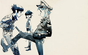 male holding hair comb anime character, Gorillaz, Jamie Hewlett, 2-D, Noodle HD wallpaper