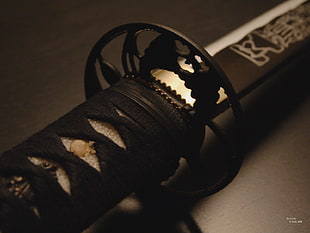 black handled sword, Espada, samurai, katana, sword