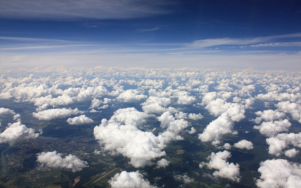 white clouds, clouds, landscape, nature, sky HD wallpaper
