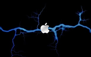 Apple logo with blue lightning wallpaper