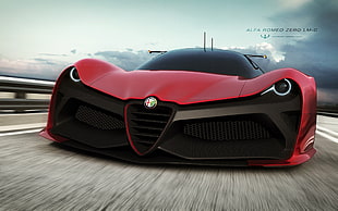 red and black Alfa Romeo car, car, Zero LM-C HD wallpaper