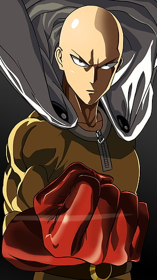 Saitama, One-Punch Man, anime, gloves HD wallpaper