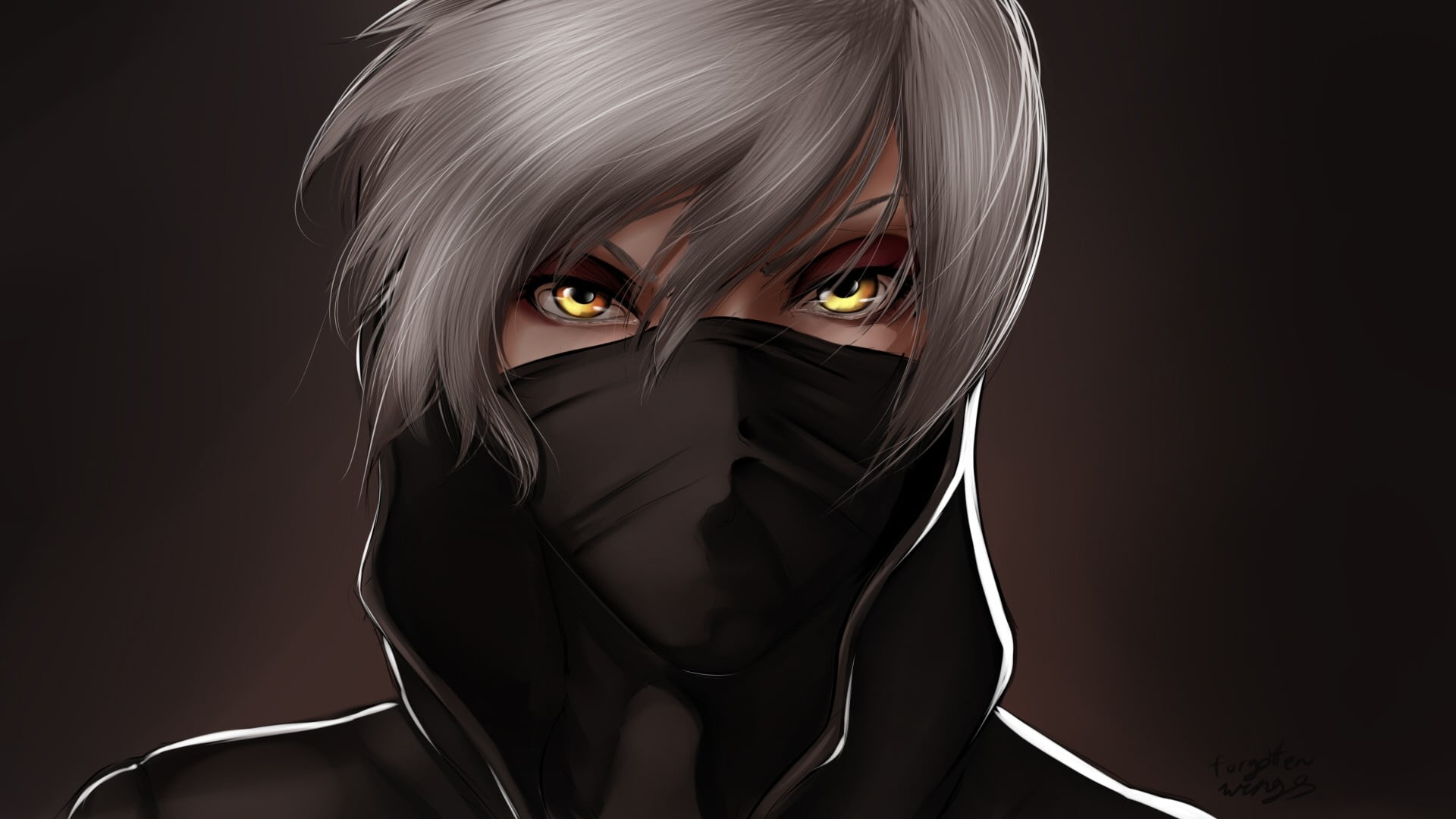 Premium AI Image  A dark anime character with a black mask on his face.