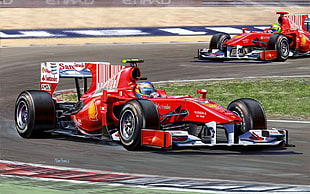 red F1 car, Formula 1, Ferrari