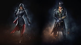 men's black topcoat, video games, Assassin's Creed Syndicate, Jacob Frye, Evie Frye HD wallpaper