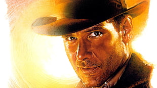 man's face illustration, movies, Indiana Jones, Harrison Ford HD wallpaper