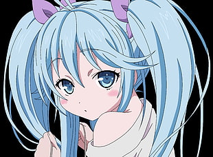 girl with blue hair anime character photo