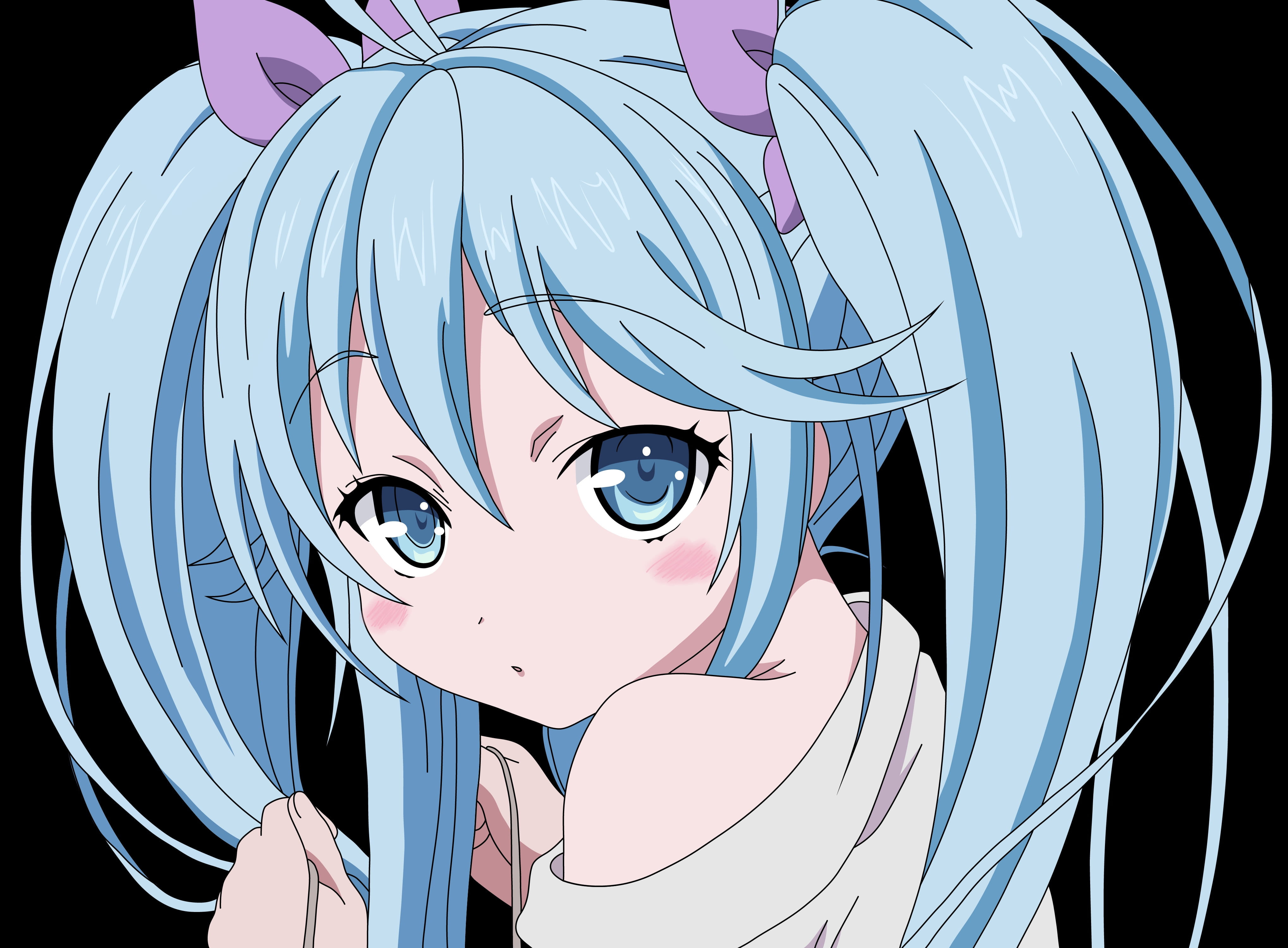 Smirking Anime Girl with Blue Hair - wide 4