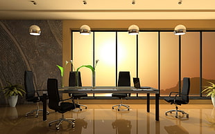 Table,  Office chairs,  Glass,  Window