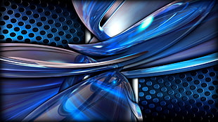blue and gray digital wallpaper