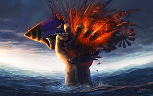 hand and rocket illustration, World of Warcraft, Zeppelin, fantasy art, video games