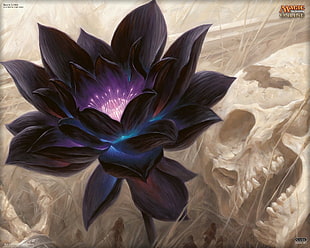 purple and black lotus flower wallpaper, fantasy art, Magic: The Gathering