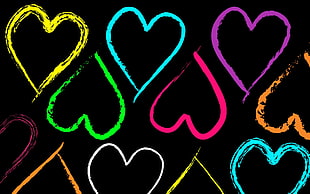Heart,  Drawing,  Pattern,  Multi-colored HD wallpaper