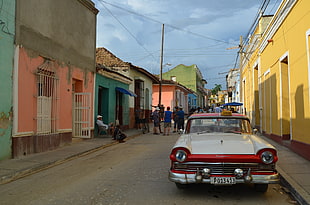 red and white single cab pickup truck, Cuba, Oldtimer, Caribbean