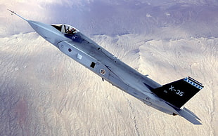 gray X-35 fighter plane HD wallpaper