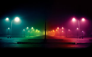assorted-color utility posts, photography, spectrum HD wallpaper