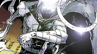 black and gray comic book character wallpaper, Moon Knight, Marvel Comics