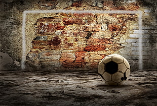 ruled of thirds photography of soccer ball, sports, soccer, Goal, wall HD wallpaper